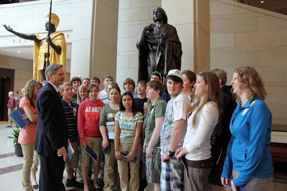 North Sargent High School-April 2011- Senator Hoeven speaks with students from North Sargent High School as they tour the U.S. Capitol. 